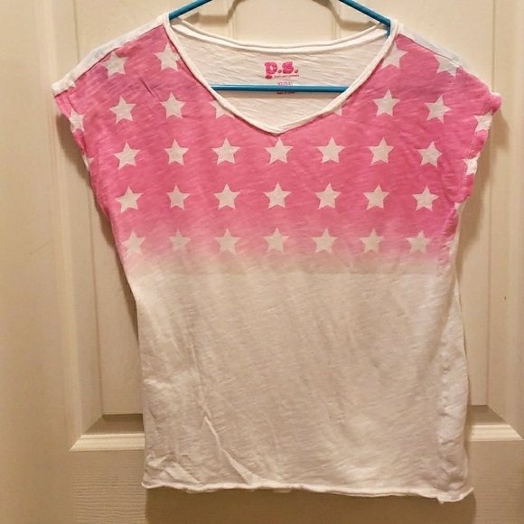 🌴 Pink & White Star Ombre Top - Picture 1 of 3